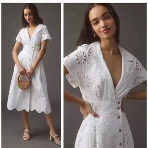 White Eyelet Midi Dress